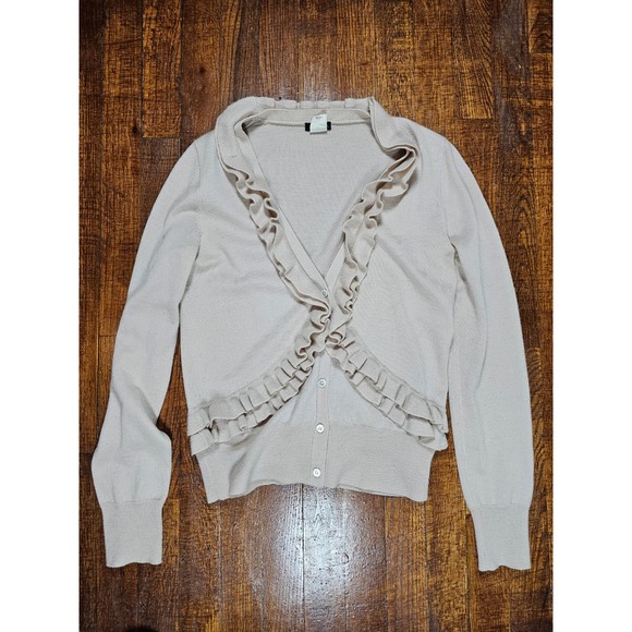 J. Crew Factory Sweaters - J.Crew Pale Petal Pink 100% Merino Rouched Quiet Luxury Babydoll Cardigan sz S